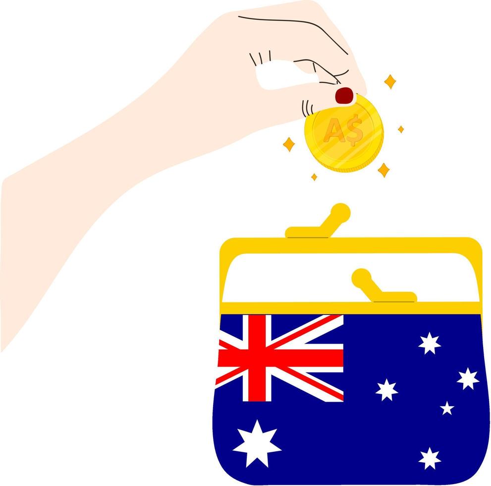 drapeau australien dessiné à la main de vecteur, dollar australien vecteur