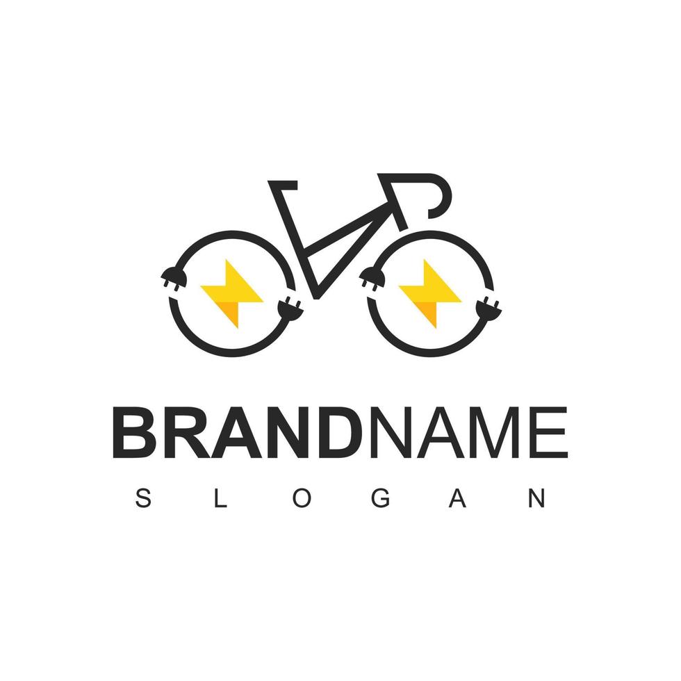 modèle de logo de vélo électrique passer au concept vert à l'aide de l'icône de boulon et de vélo vecteur
