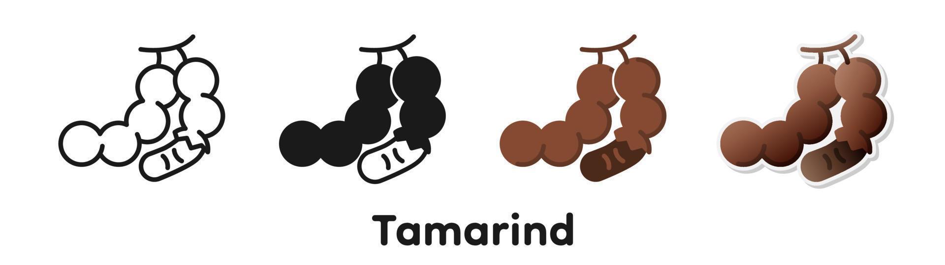 jeu d'icônes vectorielles de tamarin. vecteur