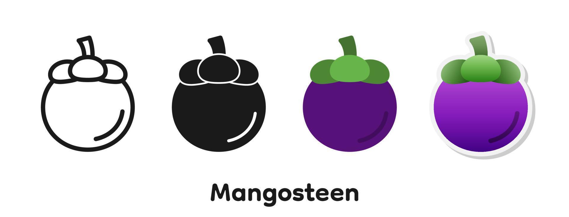 jeu d'icônes vectorielles du mangoustan. vecteur