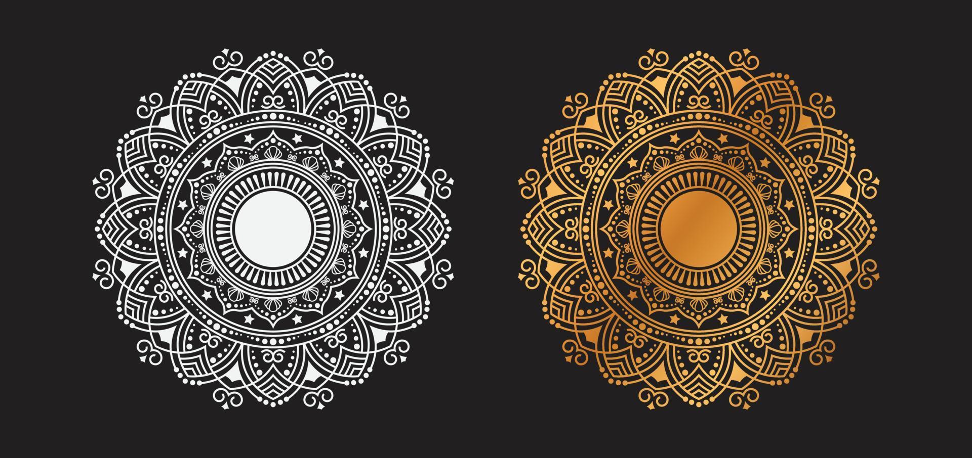 conception de vecteur de fond de mandala ornemental doré de luxe. mandala décoratif pour tatouage, mehndi, motif islamique, ornement, art, henné, motif indien, impression, affiche, couverture, brochure, dépliant, bannière