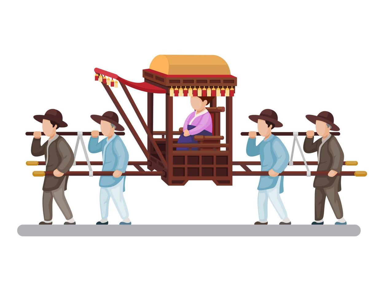 palanquin traditionnel coréen aka gama pour le peuple royal ou le vecteur d'illustration de la cérémonie de mariage