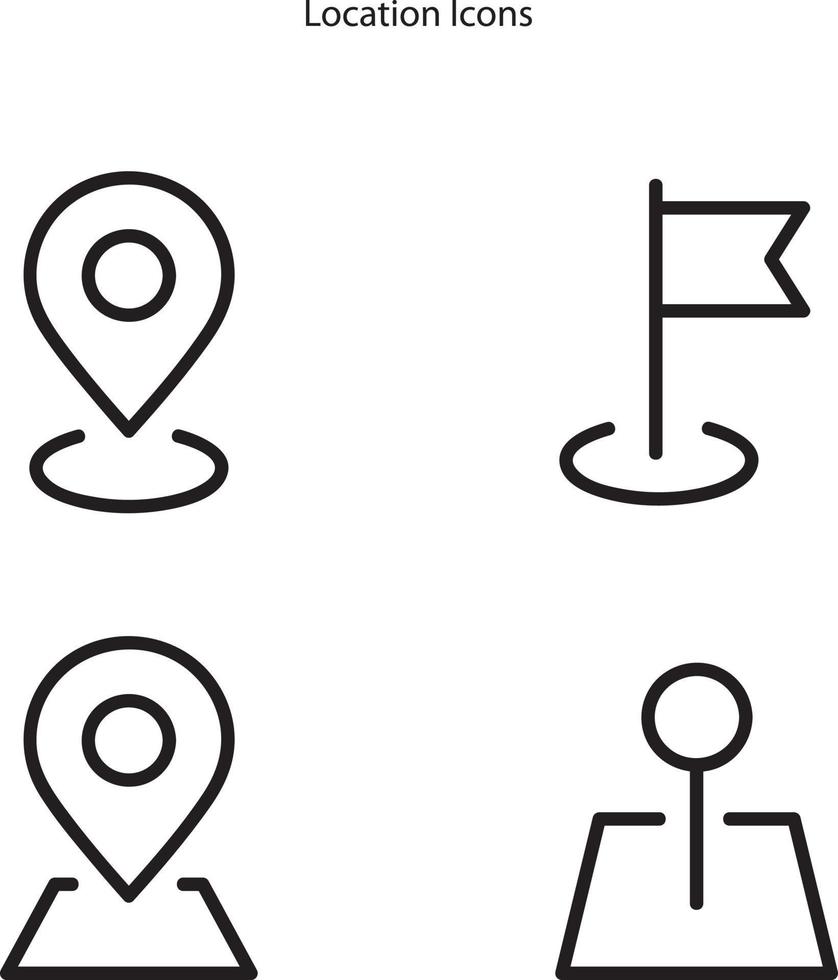 icônes de localisation isolés sur fond blanc. icône de localisation dans le style de décoration branchée. icône vectorielle de localisation symbole plat moderne et simple pour le site Web, mobile, logo, application, interface utilisateur. vecteur
