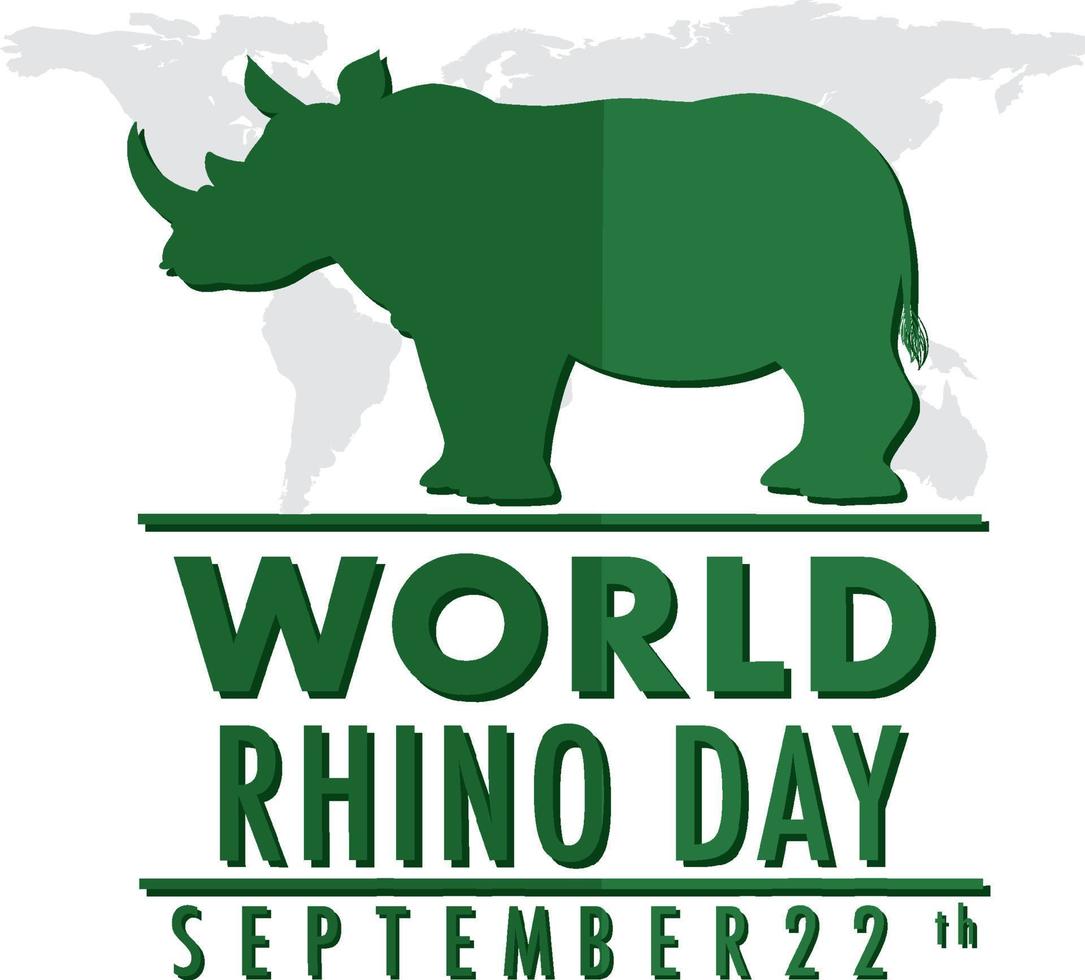 bannière de la journée mondiale des rhinocéros du 22 septembre vecteur