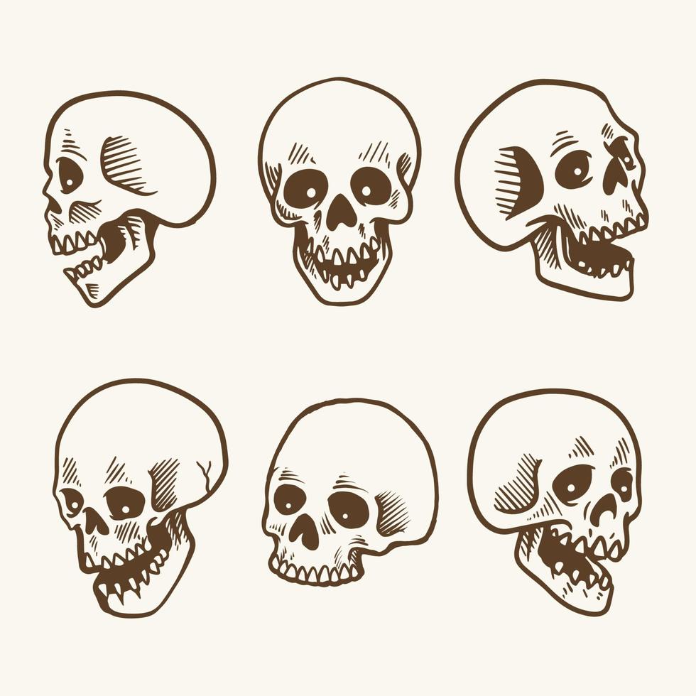 illustration de ligne vectorielle tête de crâne vecteur