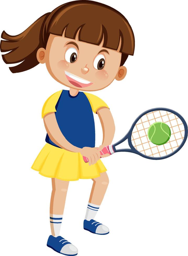 dessin animé de joueur de tennis jolie fille vecteur