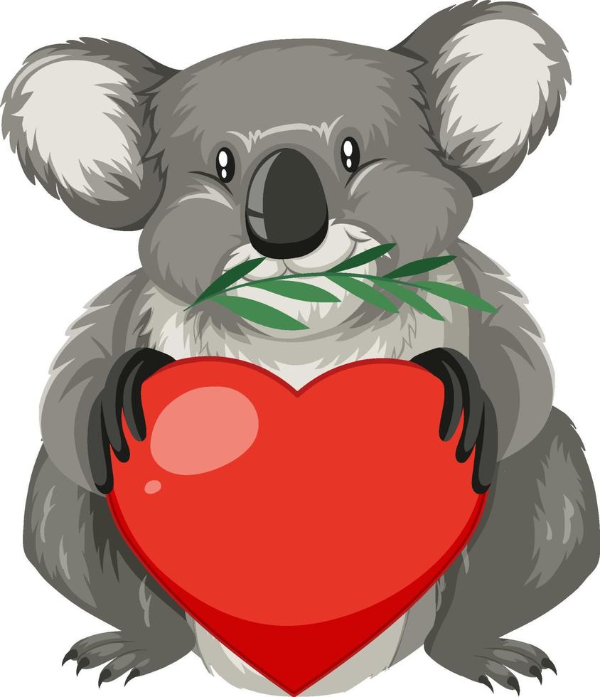koala tenant le coeur en style cartoon vecteur