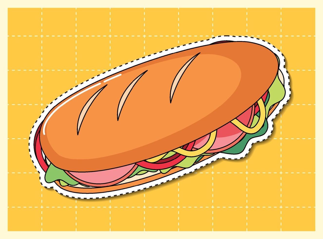 sandwich sur le dessin animé de fond de grille vecteur