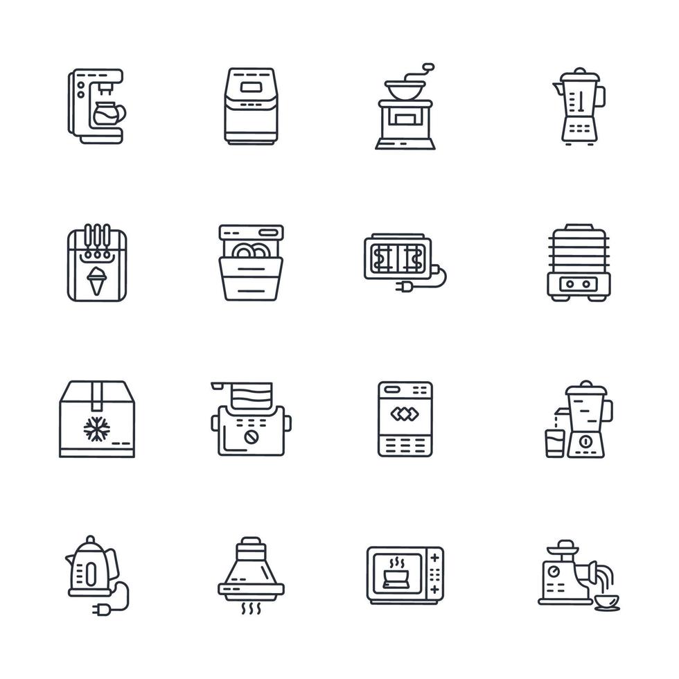 icônes d'appareils de cuisine symboles éléments vectoriels pour le web infographique vecteur