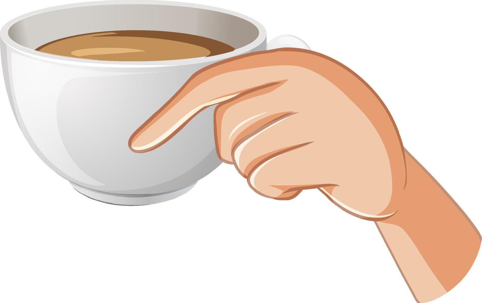 main tenant une tasse de café vecteur