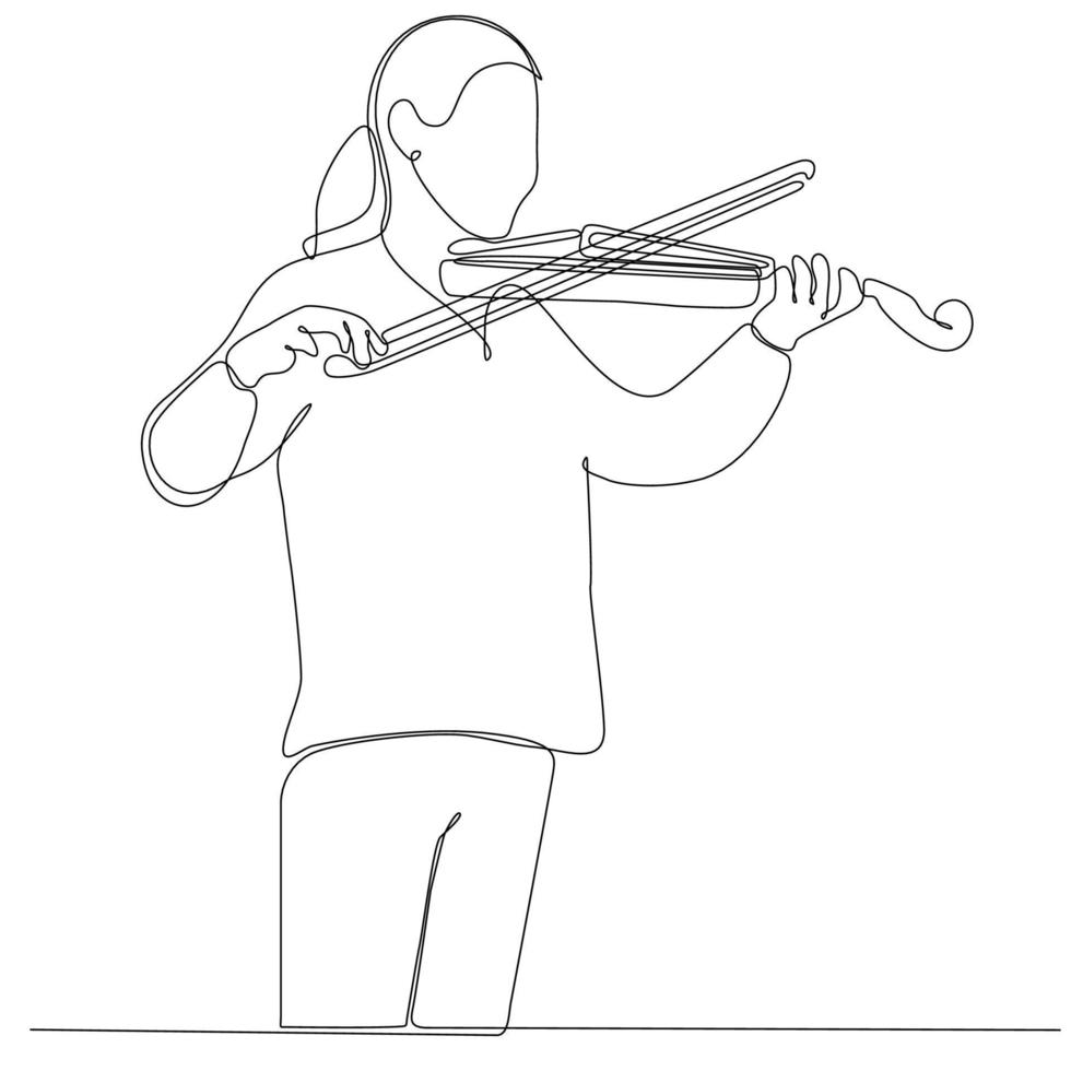 dessin au trait continu femme jouant du violon illustration vectorielle vecteur