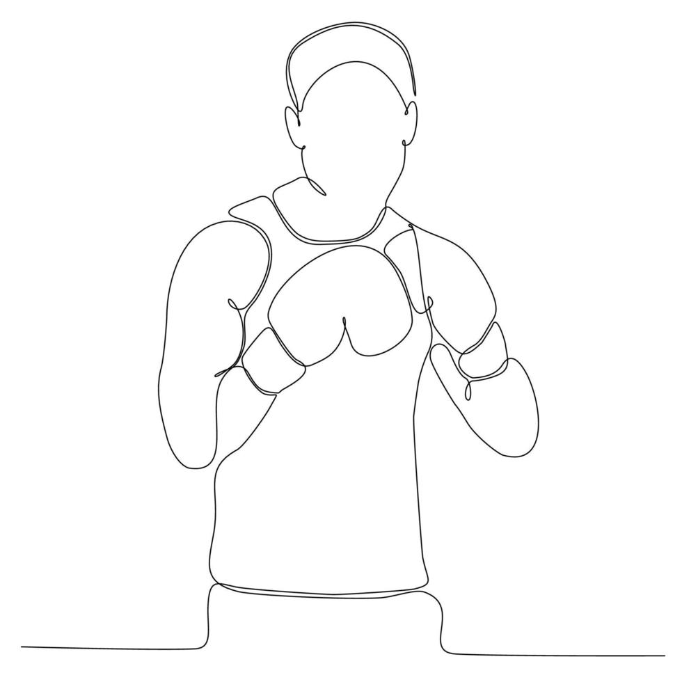 dessin au trait continu de l'illustration vectorielle masculine de l'athlète de boxe vecteur