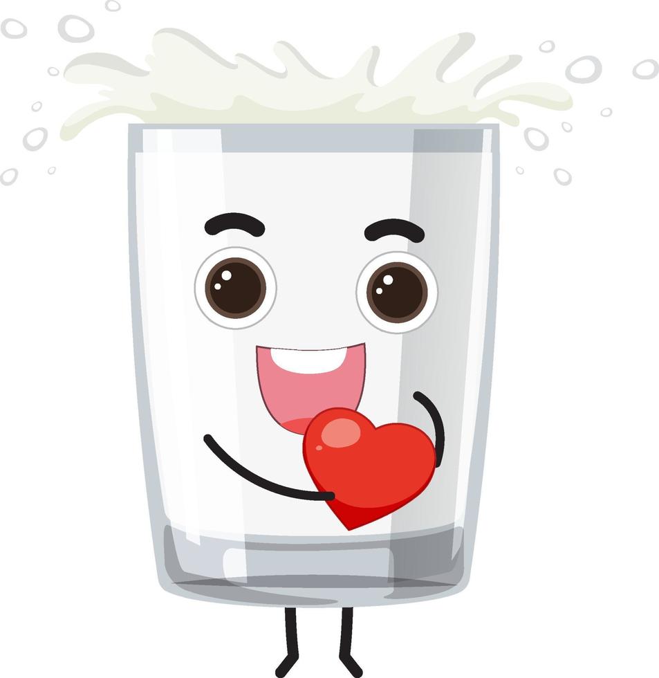 personnage de dessin animé de verre de lait vecteur