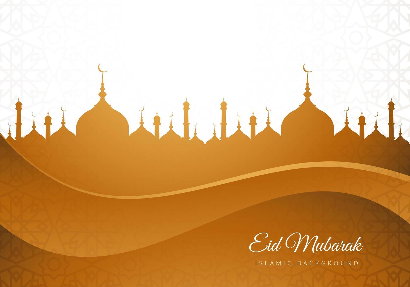 eid mubarak islamic brown mosque silhouette background vecteur