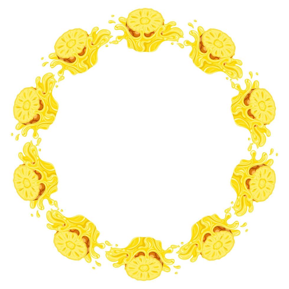 couronne d'éclaboussures de jus d'ananas avec un espace pour le texte. aliments sucrés biologiques de dessin animé. fruits d'été pour un mode de vie sain. illustration vectorielle pour toute conception. vecteur