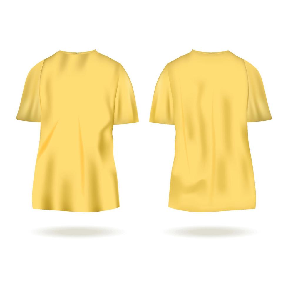 t-shirt or jaune mock up devant et dos vecteur