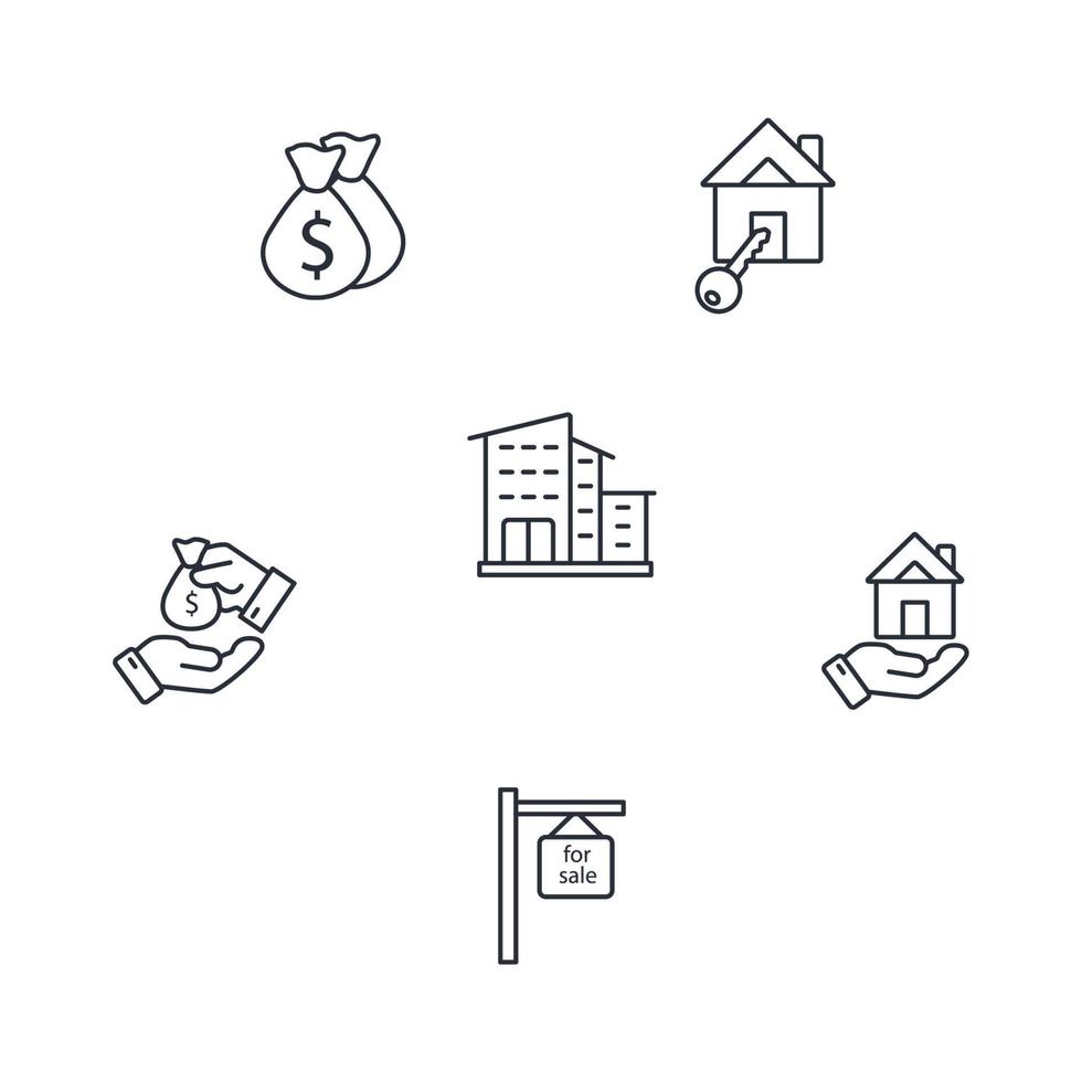 ensemble d'icônes immobilières. éléments vectoriels de symbole de pack immobilier pour le web infographique vecteur