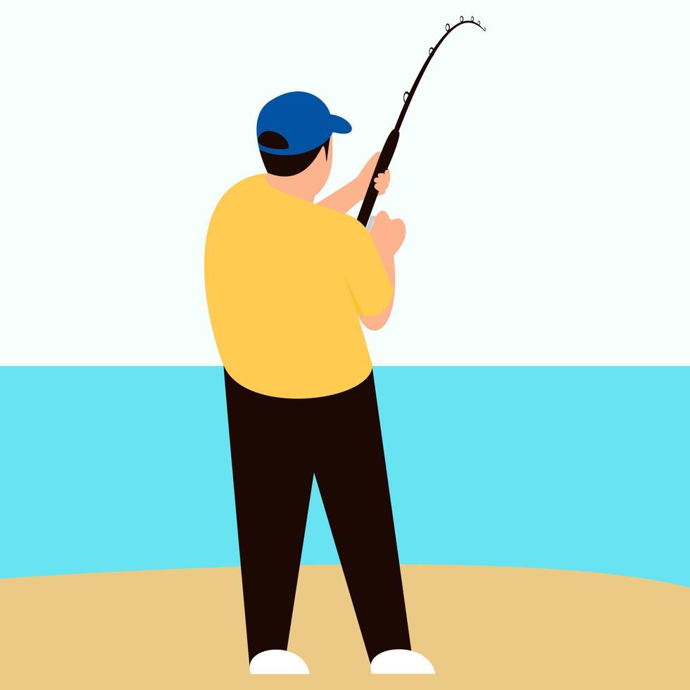 vecteur d'icône de conception d'illustration de pêcheur