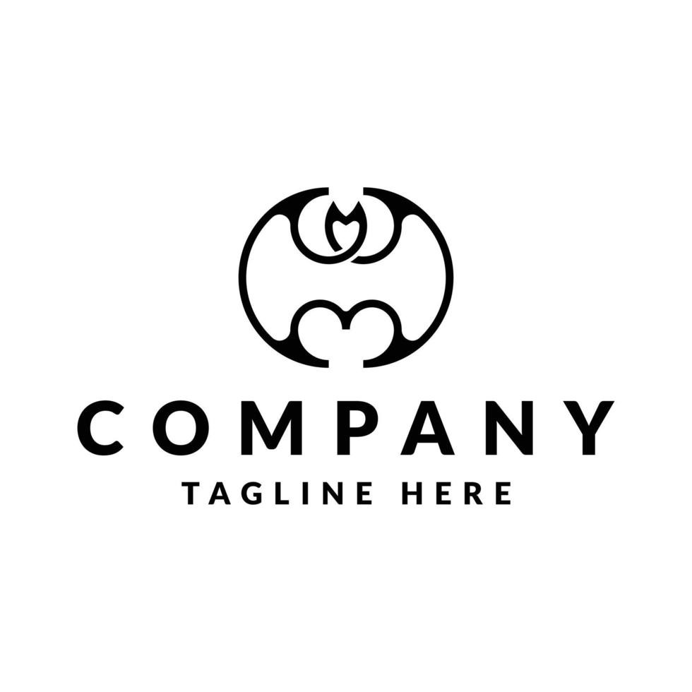 création de logo de ligne de chauve-souris minimaliste vecteur