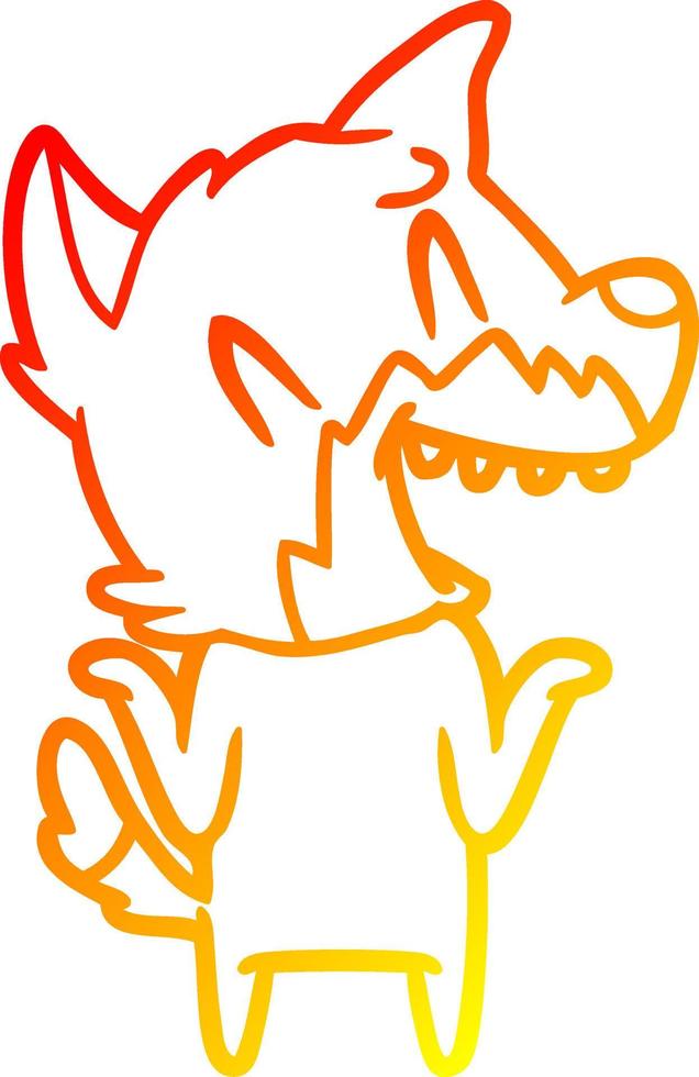 dessin de ligne de gradient chaud dessin animé de renard riant vecteur