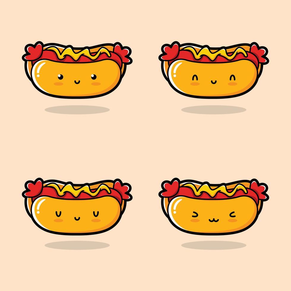 illustration vectorielle d'emoji de hot-dog mignon vecteur