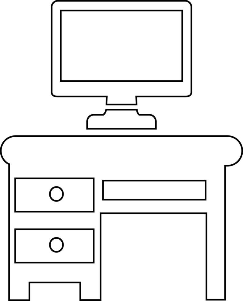 table avec l'icône de meubles d'ordinateur. vecteur