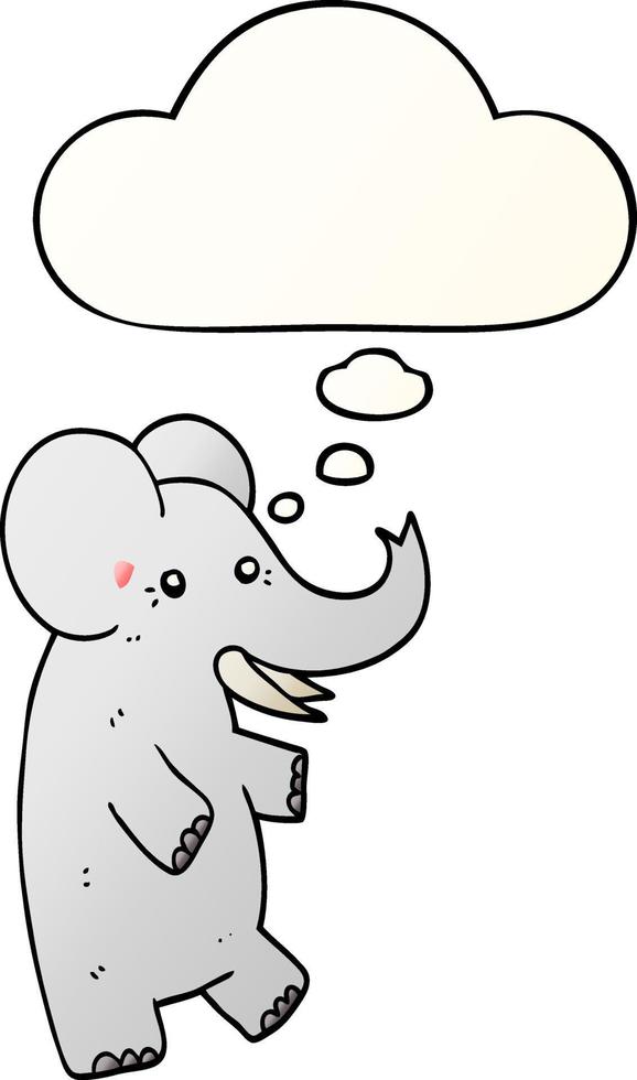 éléphant de dessin animé et bulle de pensée dans un style de dégradé lisse vecteur