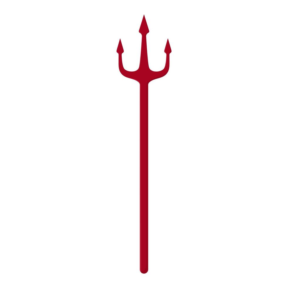 trident rouge isolé sur fond blanc. diable, trident de neptune. style bande dessinée. illustration vectorielle propre et moderne pour le design, le web. vecteur