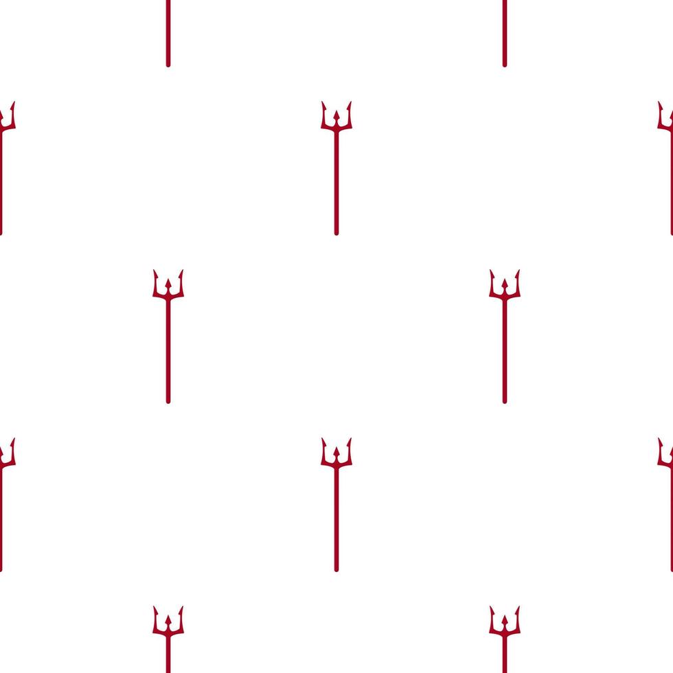 modèle sans couture avec des tridents de diable rouge sur fond blanc. notion d'enfer. illustration vectorielle pour la conception, le web, le papier d'emballage, le tissu, le papier peint. vecteur