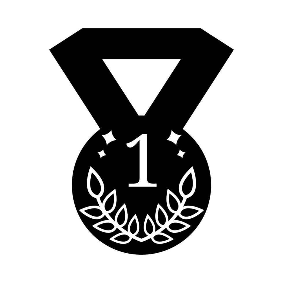 icône de médaille isolé sur fond blanc. silhouette noire du symbole du gagnant. illustration vectorielle propre et moderne pour le design, le web. vecteur