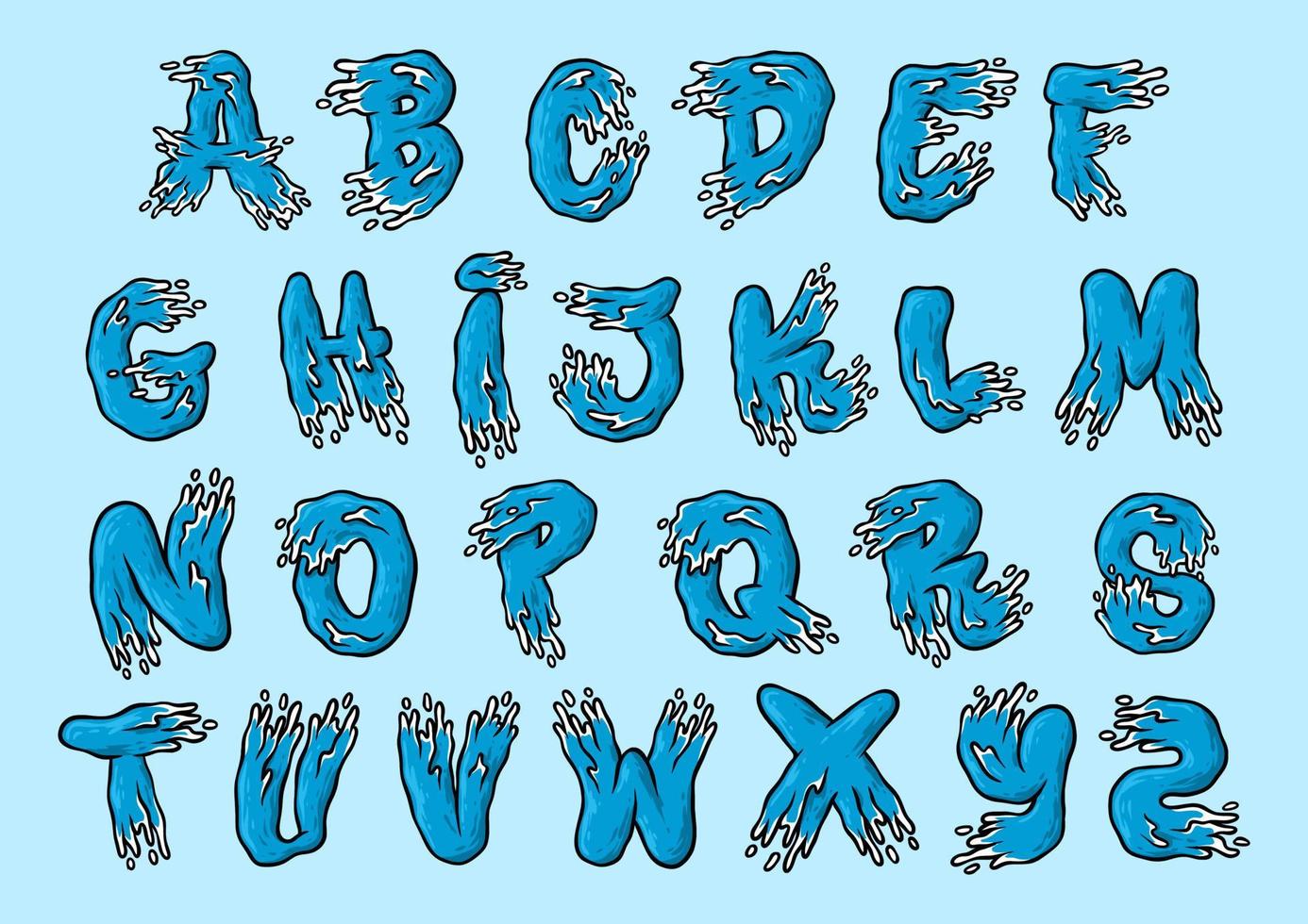 alphabet vagues été dessin animé illustration vectorielle vecteur