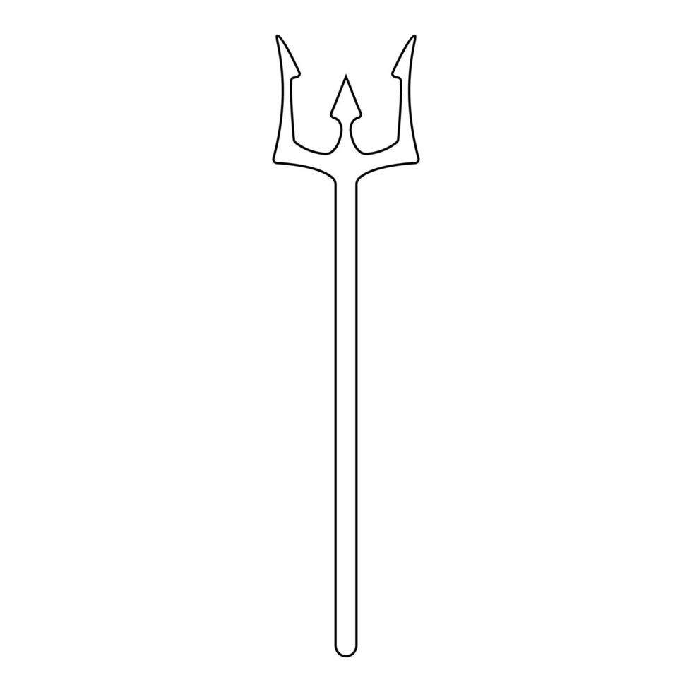 trident de contour isolé sur fond blanc. diable, trident de neptune. style de ligne. illustration vectorielle propre et moderne pour le design, le web. vecteur