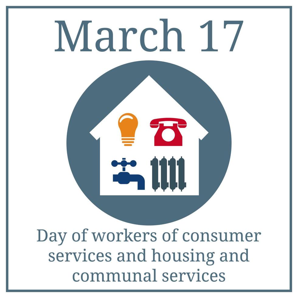 journée des travailleurs des services aux consommateurs et du logement et des services communaux. ensemble de 4 icônes utilitaires à la maison. symboles de puissance, eau, gaz, chauffage. Vector illustration pour votre conception.