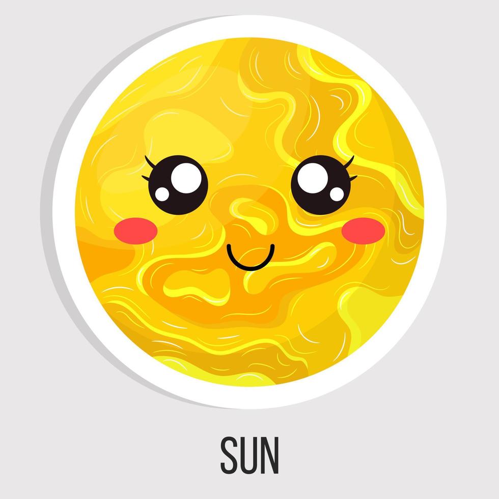 planète étoile de soleil mignon dessin animé isolé sur fond blanc. système solaire. illustration vectorielle de style dessin animé pour toute conception. vecteur