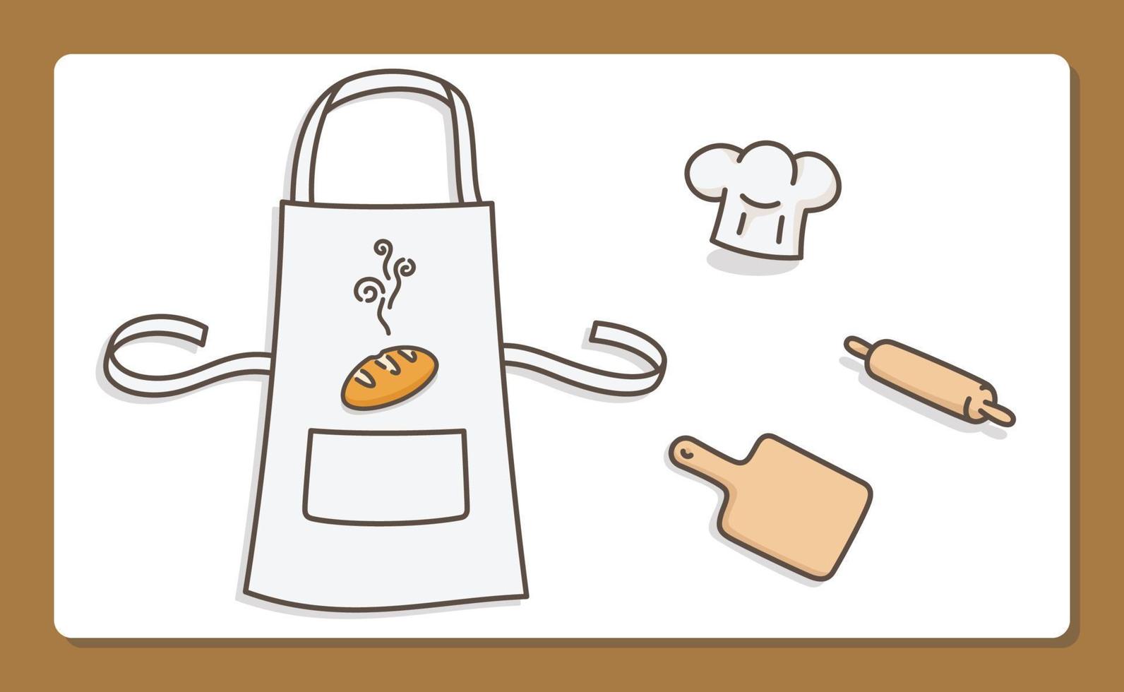 équipement de fabrication de pain kawaii doodle illustration vectorielle de dessin animé plat vecteur