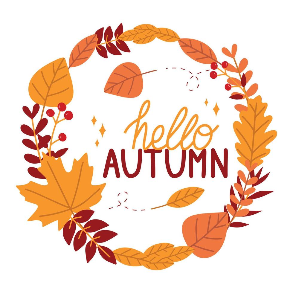 cadre d'automne avec des feuilles. bonjour carte d'automne. vecteur