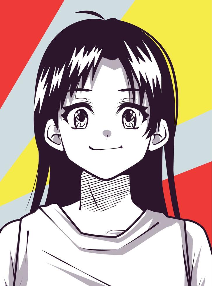 personnage d'anime fille souriante vecteur