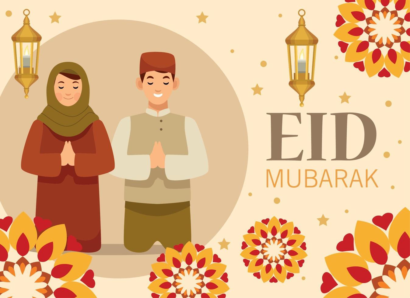 joyeux eid mubarak carte vecteur