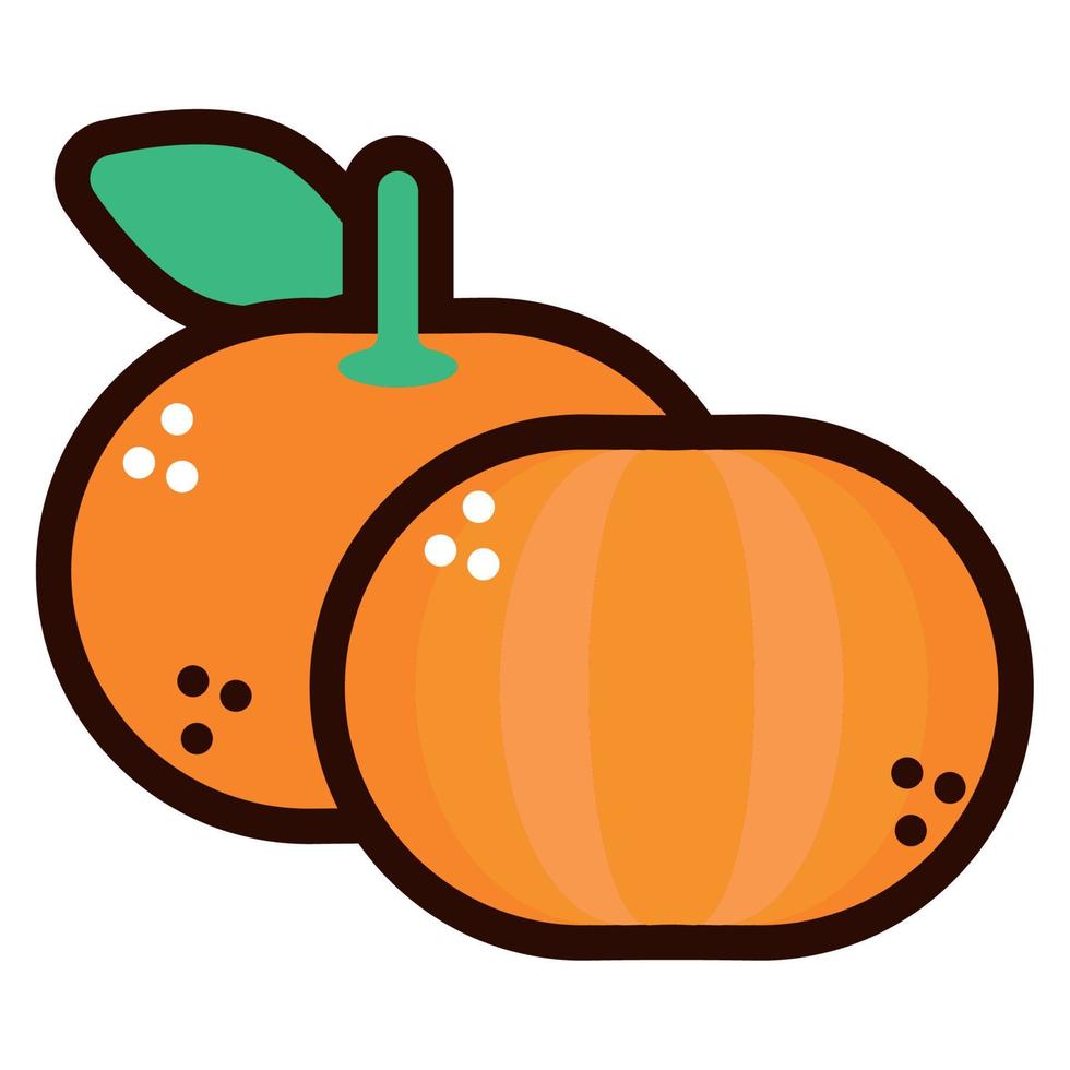 doodle de fruits mandarines fraîches vecteur