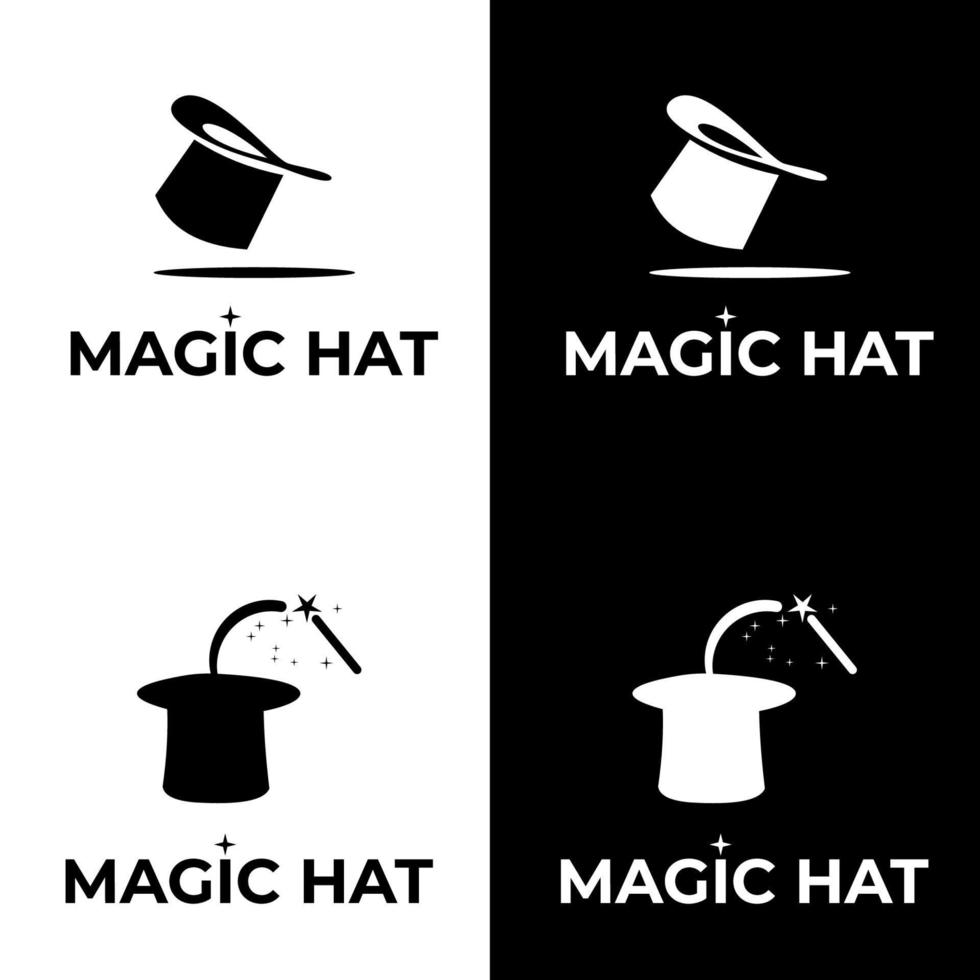 icône de chapeau magique. adapté au logo de l'entreprise, à l'impression, au numérique, aux icônes, aux applications et à d'autres fins de matériel marketing. ensemble de logo de chapeau magique vecteur