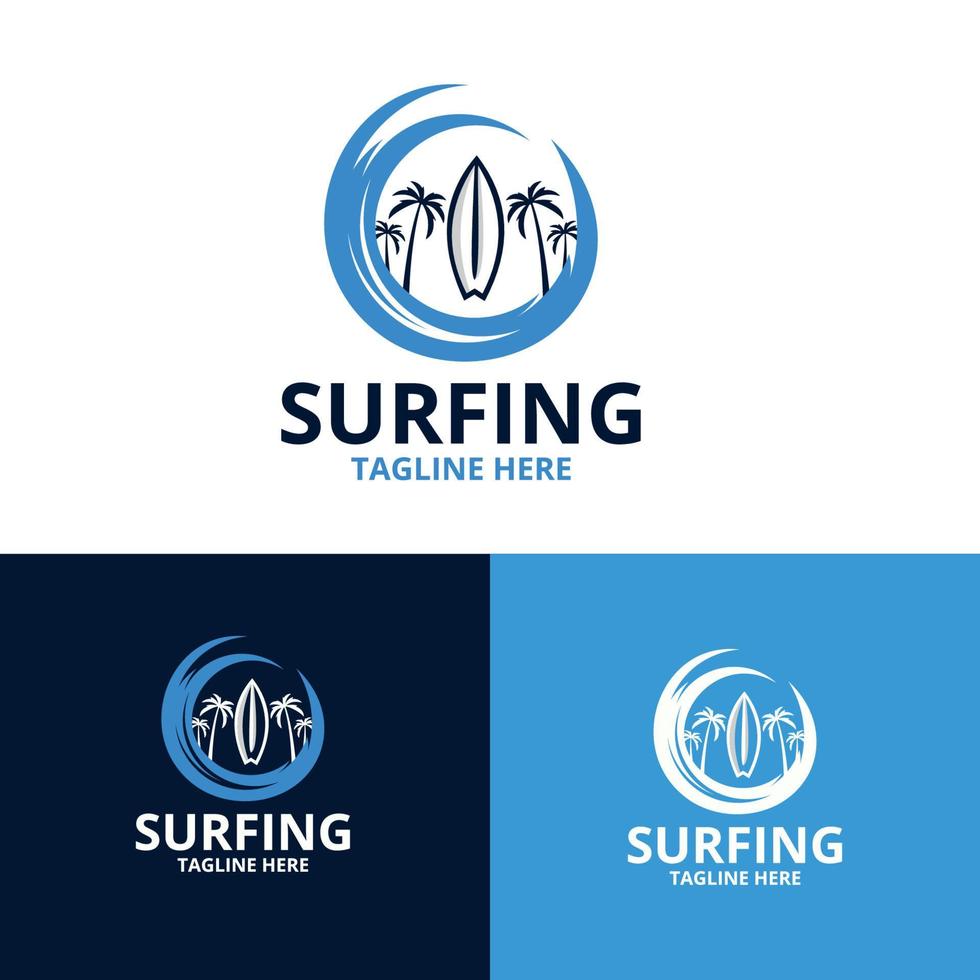 logo de surf. ensemble de logo, badges, bannières, emblème et éléments pour le surf vecteur