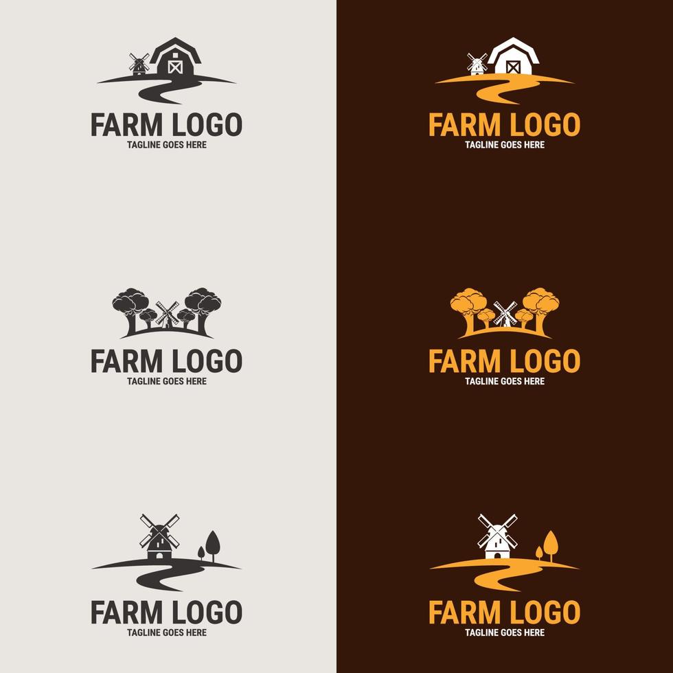 collection de modèles de logo de ferme plate. logo ou symbole de produit agricole. agriculture, élevage, concept d'alimentation naturelle vecteur