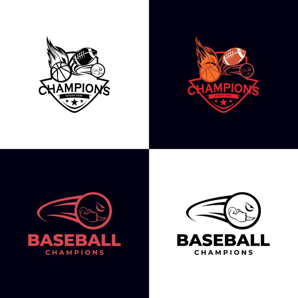 emblème du logo de la ligue sportive championne. insigne de baseball, logo de sport, identité d'équipe, illustration vectorielle vecteur