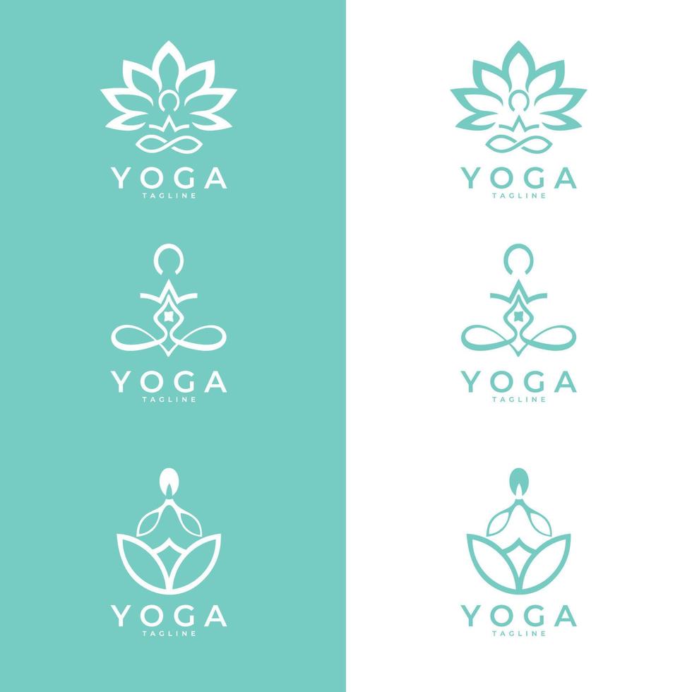 ensemble d'icônes et de symboles pour le centre de spa ou le studio de yoga. symbole de méditation. signe d'équilibre d'harmonie zen. illustration vectorielle. vecteur