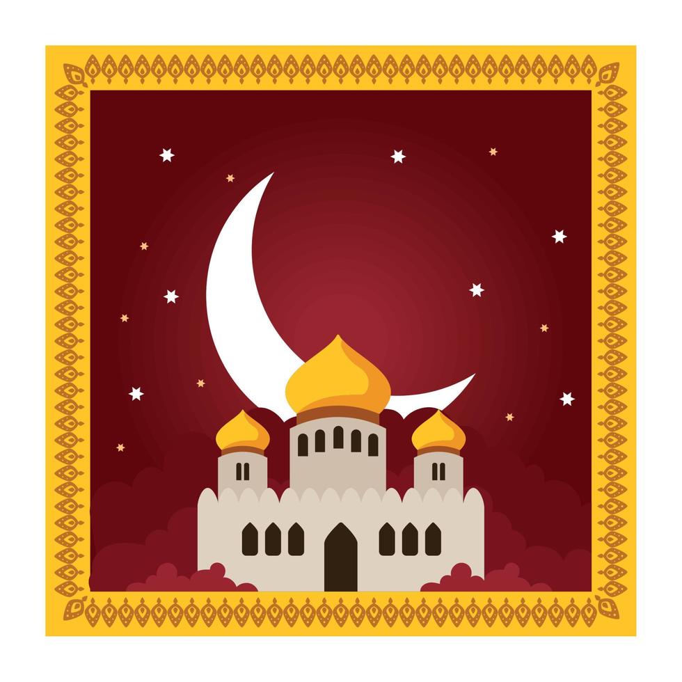 mosquée et croissant de lune vecteur