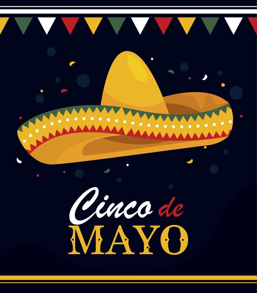 carte de lettrage cinco de mayo vecteur