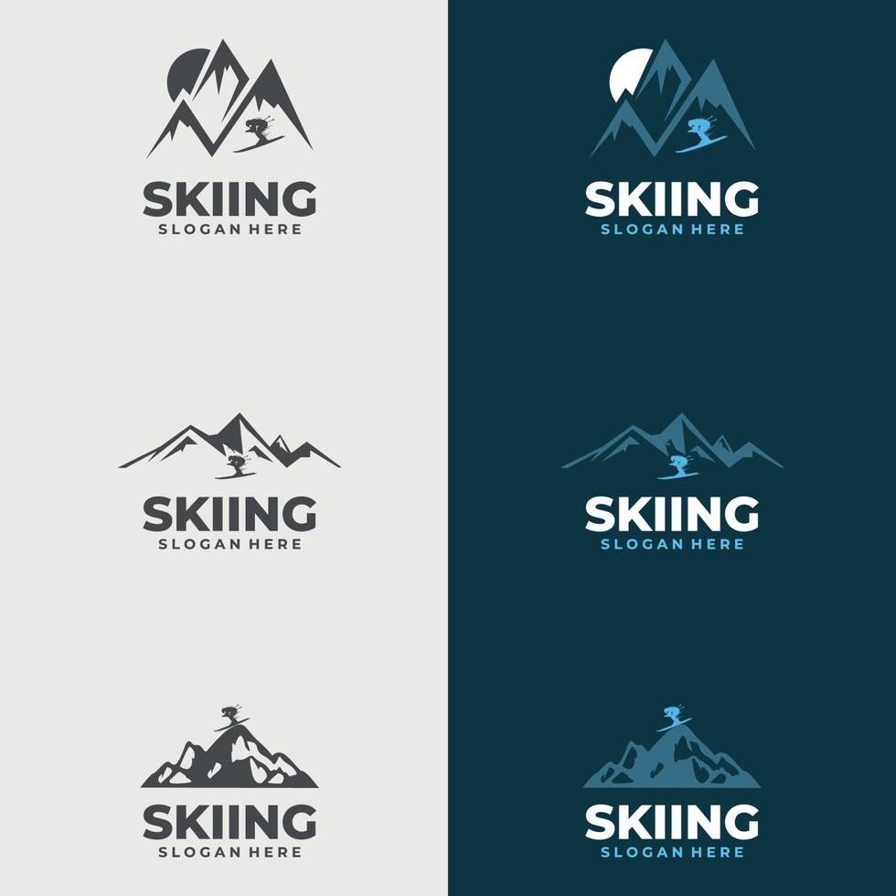 logo du club de ski, icône du skieur, ski, montagnes. vecteur de conception de logo de ski silhouette, sports d'hiver.