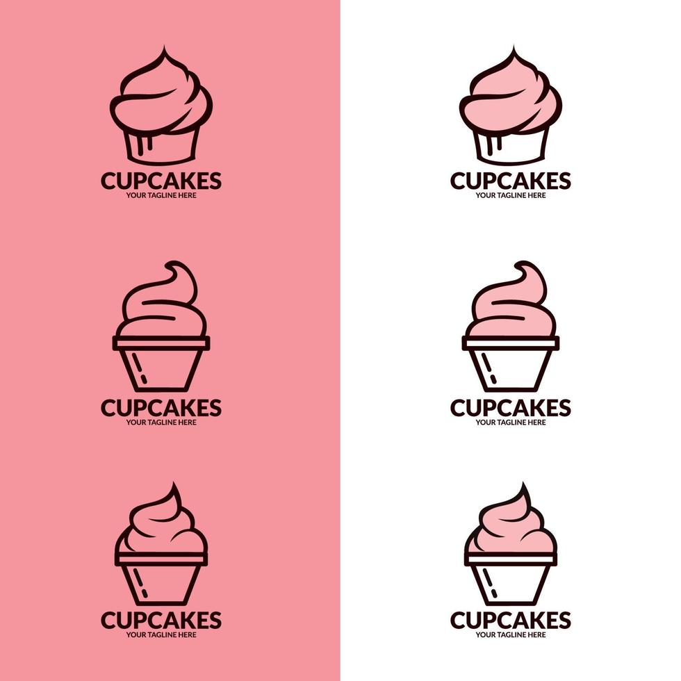 icône du logo de petit gâteau. ensemble de logos vectoriels de boulangerie. étiquettes, badges et éléments de design vecteur