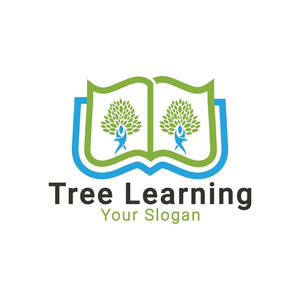 logo de l'arbre de la connaissance, logo de l'arbre d'apprentissage, logo de l'entreprise d'éducation, modèle de logo d'éducation en ligne vecteur