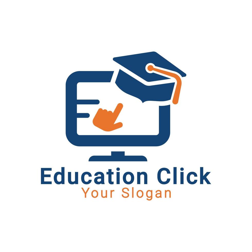 logo d'éducation en ligne, logo de clic d'éducation, logo de livre électronique, logo de bibliothèque électronique, modèle de logo d'apprentissage en ligne vecteur